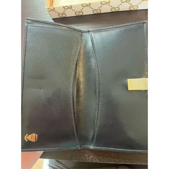 Gucci Bifold Long Card Purse Interlocking Leather Wallet Black GVUC - Picture 7 of 8